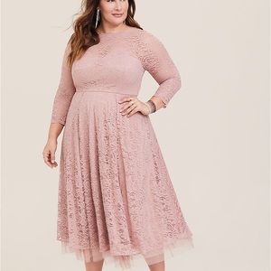 Torrid pink lace midi dress